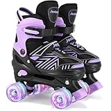 Rollschuhe Kinder Verstellbare Mädchen Damen, rollerskates Kinder Schuhe mit Rollen für mädchen 4 Größen verstellbar Rollerskates (M (EU 32-36))