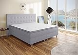 Best For You - Boxspringbett Neo First Class 100x200 | Doppelbett mit 7-Zonen-Bonell-Federkern & Topper | Silber