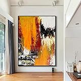 Ölbilder Auf Leinwand Handgemalt,Große moderne Expressionismus Kunst 100% handgezeichnete Kunstwerke, gelbe abstrakte Malerei, moderne Pop Art Wandmalerei Wohnzimmer Schlafzimmer Galerie Wanddekora