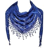 GFM® Sommerlicher Dreieckstuch aus Spitze mit Blumenmuster (TRI-A), Tri-300-Royal Blue, 36