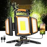 SYLSTAR LED Strahler Akku 30W, 3000LM Super Hell Baustrahler mit Magnet, 5 Lichtmodi und Powerbank, Drehbare Tragbare Wasserdichte Wiederaufladbare Arbeitsleuchte für Garage, Werkstatt (3000LM, 30W)