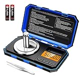 ORIA Digital Milligramm Waage, 50g / 0,001g Präzisionswaagen, Taschenwaage, Schmuckwaage mit Tara Funktion, Tragbare Mini-Feinwaage, mit 50g Kalibriergewichte / Pinzetten, LCD-Anzeige - Blau