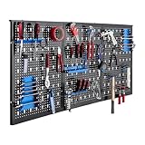 Arebos Werkzeugwand 3-teilige Lochwand Werkstatt | 17-teiliges Hakenset & Halterungen | 120 x 60 x 2 cm | Werkzeuglochwand aus Metall für Werkstatteinrichtung inkl. Montagematerial | Blau