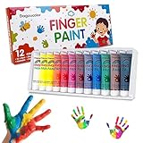 DagouColor Pintura de Dedos Para Niños, Waschbar, 12 Colores * 36ml Fingerfarben Kinder, Kits de Pintura de Arte para Niños Artistas Principiantes, Kindergarten Schule Frühes Lernen