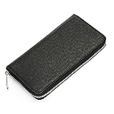 ysister Herren Geldbörse Retro PU Geldbörse Reißverschluss Clutch Slip-On Geldbörse Große Kapazität Lange Brieftasche Sicherer Kreditkartenetui EIN tolles Geburtstagsgeschenk (Schwarz), Schwarz,