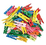 Interdruk - Mini-Holzklammern - Wäscheklammern Holz Klein - Deko-Klammern - Kleine Holzklammern für Fotos und Collagen - 50 Stück - Sortierte Farben, Farblich Sortiert