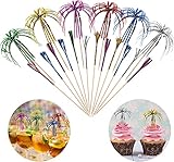 Hoiny 100 Stück Cocktail Picks Feuerwerk Sticks, Feuerwerk Sticks Cocktail Deko Benutzt für Cocktail Party Dekorationen, Bunte Frucht Zahnstocher Palme Cocktail Picks, 15 cm