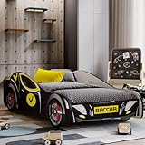KOBI | BATCAR Kinderbett | Superheld | Für das Kinderzimmer | Autobett für Jungen | Set mit Matratze und Gestell (160x80)