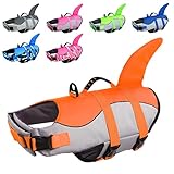 CITÉTOILE Schwimmweste Hunde Hai, Leicht und Sicher für Wassersport, hundeschwimmweste mit Griff und Reflektierend für Kleine Mittlere und Große Hunde, Orange, M
