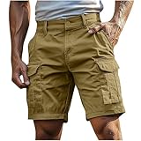 MJGkhiy Bermuda Herren Cargo Shorts mit Seitentaschen Shorts Kurze Hose Multi-Tasche aus Baumwolle Militär Arbeitsshorts Herren Kurze Bermuda Shorts Taktische Shorts Sommer Casual Sport, gelb, XL