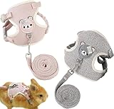 2 Stück Kaninchen Leine, Verstellbares Weiches Kaninchen Geschirr mit Leine, Kaninchengeschirr für Zwergkaninchen, Kaninchenleine Ausbruchsicher für Kleine Häschen Katze Hunde Haustier Walking