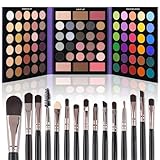 UCANBE Make Up Palette 86 Farben mit 15 Pinsel: Matte Schimmernde Lidschatten Palette Set, Highlight, Bronze-Puder, Powder Blusher, Langlebige Hohe Farbwiedergabe(02)