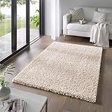 Taracarpet Shaggy Teppich Wohnzimmer Venezia Hochflor Langflor Teppiche modern Creme 200x290 cm