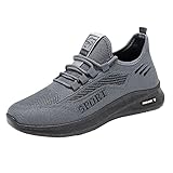 Laufschuhe für Herren – Mesh-Sneaker, Herren-Sneaker, Laufschuhe, Wanderschuhe, Tennisschuh, Schnürschuhe, Sport, Fitnessstudio, Freizeit-Sneaker, leicht, rutschfest, Walking-Sneaker, grau, 38 2/3 EU