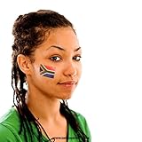 10 x Südafrika Tattoo Fan Fahnen Set - South Africa Temporary Tattoo Flag (10)