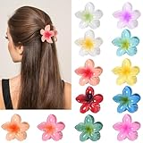 8.4x8.4cm 12 Stück Hawaiian Plumeria Haarschmuck - große Krallenclips für dickes und dünnes Haar, tropische Strand-Haarclips für Frauen und Mädchen