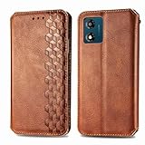 Bnvdfre Handyhülle für Motorola Moto G34 5G Hülle Leder TPU Klapphülle mit Kartenfächer Standfunktion Flip Case Cover Fallschutz Handytasche für Motorola G34 5G - Braun