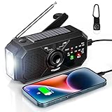 UOHHBOE Solar Radio Tragbare Kurbelradio Dynamo Radio mit Handyladefunktion Solar AM/FM SOS Alarm 2500mAh Wiederaufladbare Powerbank Kompass Typ-C-Aufladung für Outdoor Reisen Notfall