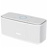 DOSS Bluetooth Lautsprecher, SoundBox Musikbox Bluetooth Box mit Dualen Bass-Treibern, 20h Akku,Touch Control, IPX5 Wasserdicht, Bloototh Lautsprecher für zuhause draußen Garten, Handy- Weiß