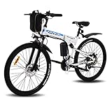VARUN Faltbares E-Bike 26 Zoll Faltbar E-Klapprad 250W Motor 36V 8Ah Lithium-Ionen-Batterie Elektrofahrrad Mountainbike mit Shimano 21-Gänge Klappbar Pedelec für Damen und Herren (Weiß)