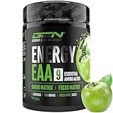 EAA Energy Mix - 500 g - Amino Matrix + Focus Matrix - Zuckerfreie Alternative zu Energy Drinks - Mit Koffein, Taurin, Guarana, N-Acetyl-L-Tyrosin - Pre Workout Booster - Vegan (Grüner Apfel)
