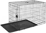 Amazon Basics Zusammenklappbarer Hundekäfig aus Metalldraht mit Bodenschale, Einzeltür, 91,4 cm