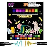 K2 TEXTIL 12 | 24er-Pack Textilstifte Waschmaschinenfest, Textilmarker zum Bemalen, Textilfarben für Textilien & Schuhe, Stoffmarker - Für Kinder Geeignet (24)
