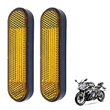 2 Stück Rückstrahler Motorrad,Gabel-Reflektor Yellow Rechteckiger,Kennzeichen Self-Adhesive Orange Gelb Katzenaugen Hinten,Selbstklebend Reflector,für Motorcycle Scooter Fahrrad Moped(10x2.8 CM)