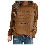 jieGorge Bedruckter Buchstaben-Top, Damen, lange Bluse, Halsärmel, Sweatshirt, Damenbluse, Shirts für Damen