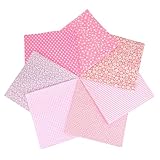 Luckwaii 7er Set Baumwollstoff 50x50cm Patchwork Stoffe Paket Stoffe zum Nähen, Stoffreste zum Basteln Cotton Fabric Baumwolle Stoff Verschiedene Designs für DIY Handwerk Quilten Puppenkleidung (Rosa)