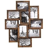 SONGMICS Bilderrahmen-Collage, Fotorahmen Familie, für 10 Fotos je 10 x 15 cm (4 x 6 Zoll), aus MDF-Platten, Montage erforderlich, vintagebraun RPF020X01