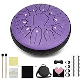 UCAMP Zungentrommel Steel Tongue Drum,6 Zoll 11 Töne Zungentrommel in D-Dur,Scheibentrommel mit Schlägel,Tragetasche und Zubehör,Handpan Instrument,Ideal für Meditation und Anfänger-Musikunterricht