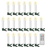 goobay Kabellose LED Weihnachtsbaumkerzen mit Klemmen, Fernbedienung und Timerfunktion, Christbaumkerzen, Baumkerzen, warmweiß (2600 K), dimmbar, 20er Set, 77754