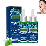 2 Stück Bio Anti Falten Serum Blauer Enzian & Edelweiß,Blauer Enzian Serum,Bio Anti Falten Serum,Natural Anti Aging Gesichtsserum,Reduziert tiefe Falten und strafft die Haut(30ml x 2)