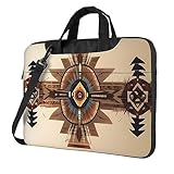 Laptoptasche mit Indianer-Malerei, wasserdichte Laptophülle, lustige Laptop-Tragetasche,, Schwarz, 15.6In