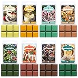 SoulOrigin Weihnachtswachs schmilzt, duftende Soja Wachs Würfel Set für Wachs Warmer-Weihnachtskuchen, Eggnog, Süßigkeiten Canes, Lebkuchen, Mistel, Weihnachtspudding,8x2.5oz