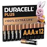 Duracell Plus Batterien AAA, 12 Stück, langlebige Power, AAA Batterie für Haushalt und Büro