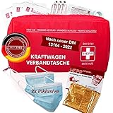 Hans Hepp Verbandskasten 'Neo' für Auto nach DIN 13164 : 2022 neue Norm inkl. 2x medizinischer Gesichtsmasken - Kfz Verbandstasche Erste Hilfe (First Aid) Set Ausgabe 2022 gem. HU bei TÜV und Dekra