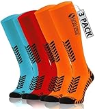 sesto senso 3 Paar Kompressionsstrümpfe Sport Damen Herren Unisex Bunt Hohe Sportsocken Laufsocken Rot Blau Orange 39-42 3 pack RBO