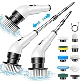 Elektrische Reinigungsbürste, 9 in 1 Elektrische Reinigungsbürste Haushalt 2 Modi Elektrischer Spin Scrubber Electric Cleaning Brush mit 34-130cm, Duschreiniger Bürste für Bad Küche fliesenund Auto