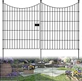 HEYOUTH Teichzaun,Gartenzaun Komplettset 10 Zaunelemente(74 * 81cm),Gitterzaun Metallgitter,Steckzaun, Metall Zaunelemente,Hundezaun,Unterbogen Rund Gitterzaun Set Freigehege für Hunde