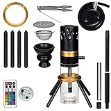 Pico On Tour Travel Shisha to Go Schwarz Premium Shisha für Auto, Urlaub & Festival Shisha komplettset mit Shisha Schlauch, Tabakkopf, Mundstück, Kohlezange, LED Untersetzer, Tabaksieb und Windschutz