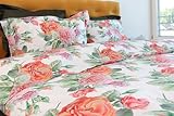 von der Thannen Luxury Bedding Bettwäsche Set English Rose 100% mercerisierte Baumwolle Satin 300 TC bügelleicht (140x200+70x90)