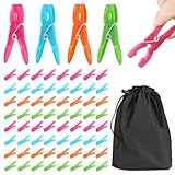 VINEST 72 Wäscheklammern Bunt, Windfest Klammern Ohne Abdruck mit Aufbewahrungstasche, Stabil Wäscheklammer Extra Stark mit Soft Grip und Angenehmer Griff, für Handtuch Kleidung Socken Papier