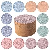 STARUBY 12 Stück Korkuntersetzer, Kork-Untersetzer für Getränke, Untersetzer für den Couchtisch, Saugfähige Untersetzer für Küche und Esszimmer Dekoration, rund 10cm im Durchmesser Blume2