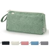 BOZIEE Federmäppchen Mäppchen Cord-Stoff Mädchen Teenager Stiftetasche Federtasche Pencil Case Schulmäppchen für Schule | Büro (Grün)