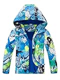 NATUST Jungen Wasserdichte Jacke Kinder Gefüttert Regenjacke Winter Übergangsjacke Outdoorjacke mit Kapuze 152-158 Blau