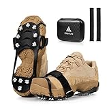 HIKENTURE Grödel Steigeisen für Bergschuhe, Schuhkrallen mit 11 Edelstahl Zähne Spikes, Schuhe Spikes Anti Rutsch, Crampons, Ice Klampen für Wandern, Trekking, Schnee, EIS, Winter Outdoor A4-XL