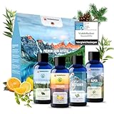 Veddelholzer BIO Saunaaufguss aus 100% naturreinen ätherischen Ölen 4 x 100 ml verschiedene Saunaöle Saunaduft Sauna Zubehör als Geschenkset alles in einem Set