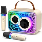 JYX Karaoke-Maschine mit 2 Mikrofonen für Kinder & Erwachsene, LED-Lichtern und magischem Sound, tragbarer drahtloser Bluetooth-Lautsprecher unterstützt Home Party/Outdoor/Geschenke/Dekorationen